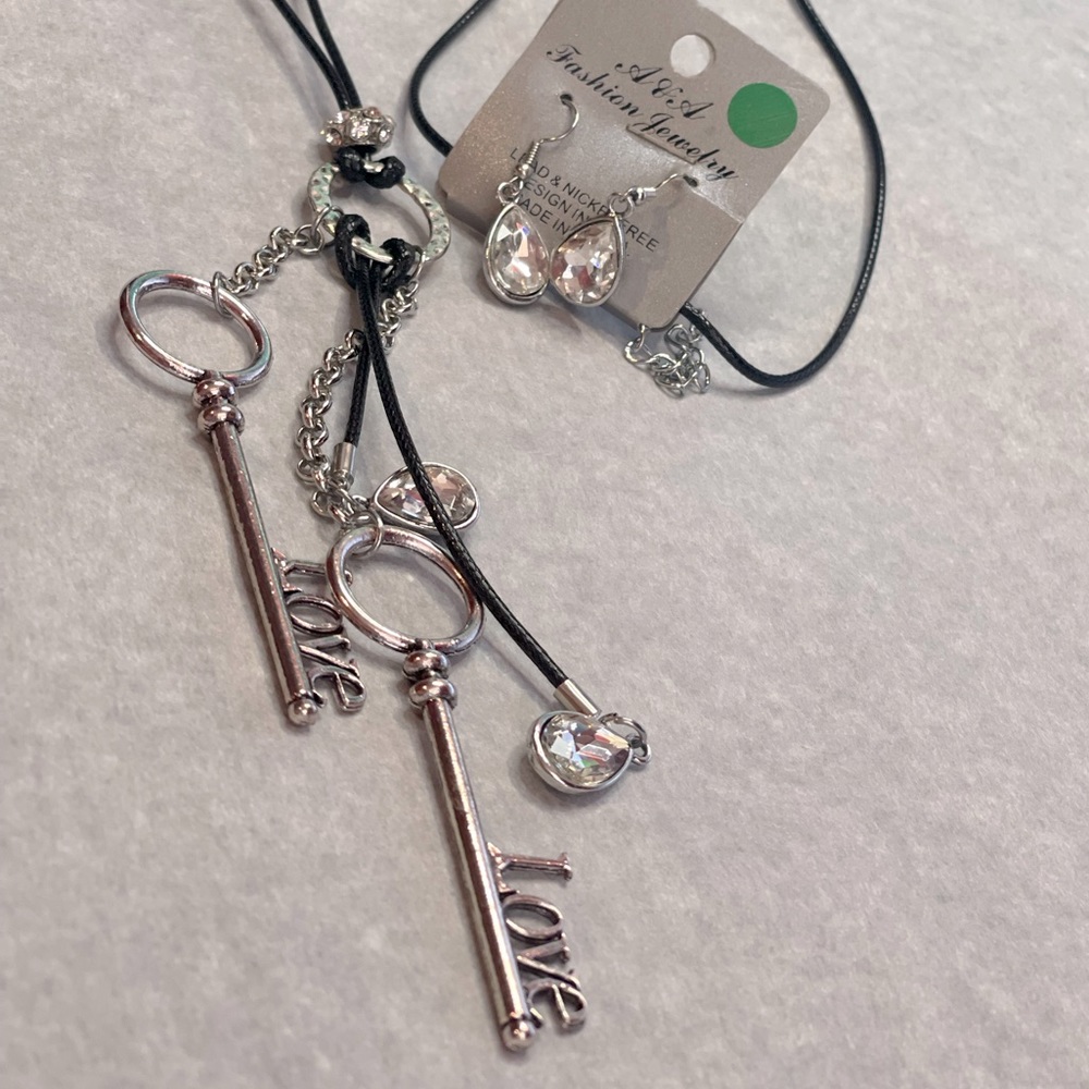 LOVE Key necklace and earring set.